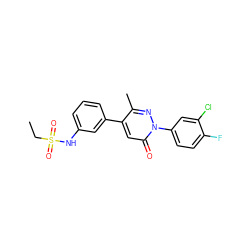 CCS(=O)(=O)Nc1cccc(-c2cc(=O)n(-c3ccc(F)c(Cl)c3)nc2C)c1 ZINC000096272405