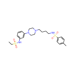 CCS(=O)(=O)Nc1cccc(N2CCN(CCCCNS(=O)(=O)c3ccc(C)cc3)CC2)c1 ZINC000013703811