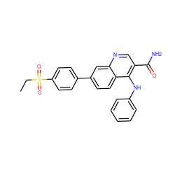 CCS(=O)(=O)c1ccc(-c2ccc3c(Nc4ccccc4)c(C(N)=O)cnc3c2)cc1 ZINC000028960635