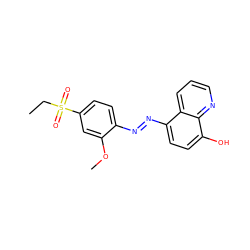 CCS(=O)(=O)c1ccc(N=Nc2ccc(O)c3ncccc23)c(OC)c1 ZINC000299813209