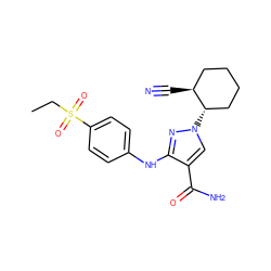 CCS(=O)(=O)c1ccc(Nc2nn([C@H]3CCCC[C@@H]3C#N)cc2C(N)=O)cc1 ZINC000221849514