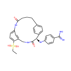 CCS(=O)(=O)c1ccc2cc1CNC(=O)[C@H](Nc1ccc(C(=N)N)cc1)c1ccc(cc1)CCCC(=O)N2 ZINC000142913388