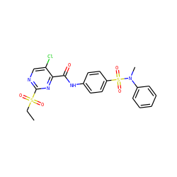 CCS(=O)(=O)c1ncc(Cl)c(C(=O)Nc2ccc(S(=O)(=O)N(C)c3ccccc3)cc2)n1 ZINC000008611965