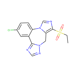 CCS(=O)(=O)c1ncn2c1Cn1ncnc1-c1cc(Cl)ccc1-2 ZINC000049031840