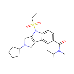 CCS(=O)(=O)n1c2c(c3cc(C(=O)N(C)C(C)C)ccc31)CN(C1CCCC1)C2 ZINC000028955301