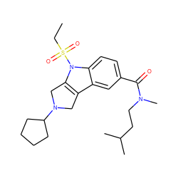 CCS(=O)(=O)n1c2c(c3cc(C(=O)N(C)CCC(C)C)ccc31)CN(C1CCCC1)C2 ZINC000028955318