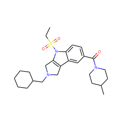 CCS(=O)(=O)n1c2c(c3cc(C(=O)N4CCC(C)CC4)ccc31)CN(CC1CCCCC1)C2 ZINC000028955377