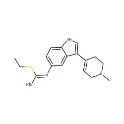 CCS/C(N)=N\c1ccc2[nH]cc(C3=CCN(C)CC3)c2c1 ZINC000034805986