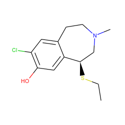 CCS[C@@H]1CN(C)CCc2cc(Cl)c(O)cc21 ZINC000027318418