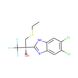 CCSC[C@@](O)(c1nc2cc(Cl)c(Cl)cc2[nH]1)C(F)(F)F ZINC000028954269