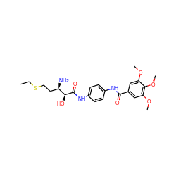 CCSCC[C@@H](N)[C@H](O)C(=O)Nc1ccc(NC(=O)c2cc(OC)c(OC)c(OC)c2)cc1 ZINC000026944487