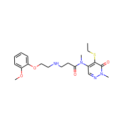 CCSc1c(N(C)C(=O)CCNCCOc2ccccc2OC)cnn(C)c1=O ZINC000026727674