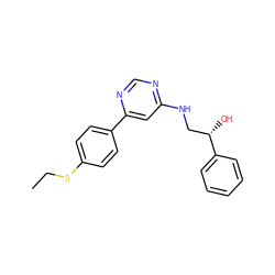 CCSc1ccc(-c2cc(NC[C@H](O)c3ccccc3)ncn2)cc1 ZINC000103261307