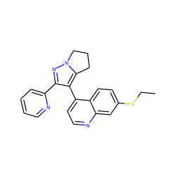 CCSc1ccc2c(-c3c(-c4ccccn4)nn4c3CCC4)ccnc2c1 ZINC000027182663