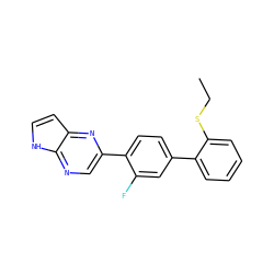 CCSc1ccccc1-c1ccc(-c2cnc3[nH]ccc3n2)c(F)c1 ZINC000224778603