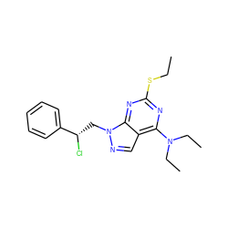 CCSc1nc(N(CC)CC)c2cnn(C[C@H](Cl)c3ccccc3)c2n1 ZINC000040847188