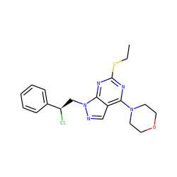 CCSc1nc(N2CCOCC2)c2cnn(C[C@@H](Cl)c3ccccc3)c2n1 ZINC000013682762