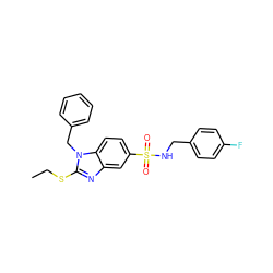 CCSc1nc2cc(S(=O)(=O)NCc3ccc(F)cc3)ccc2n1Cc1ccccc1 ZINC000028353785