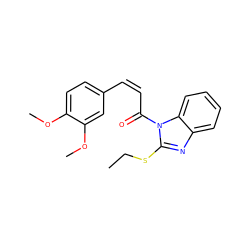 CCSc1nc2ccccc2n1C(=O)/C=C\c1ccc(OC)c(OC)c1 ZINC000004567636