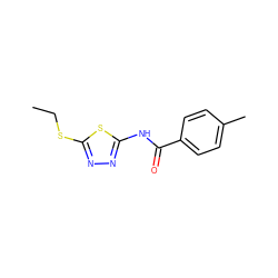 CCSc1nnc(NC(=O)c2ccc(C)cc2)s1 ZINC000000438036