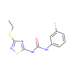 CCSc1nsc(NC(=O)Nc2cccc(F)c2)n1 ZINC000004898320