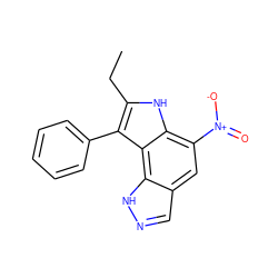 CCc1[nH]c2c([N+](=O)[O-])cc3cn[nH]c3c2c1-c1ccccc1 ZINC000096258221