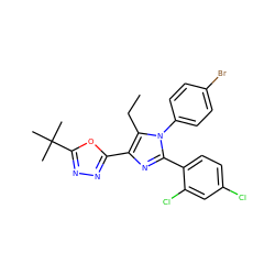 CCc1c(-c2nnc(C(C)(C)C)o2)nc(-c2ccc(Cl)cc2Cl)n1-c1ccc(Br)cc1 ZINC000040934818