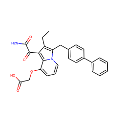 CCc1c(C(=O)C(N)=O)c2c(OCC(=O)O)cccn2c1Cc1ccc(-c2ccccc2)cc1 ZINC000013758454