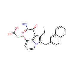 CCc1c(C(=O)C(N)=O)c2c(OCC(=O)O)cccn2c1Cc1ccc2ccccc2c1 ZINC000013758467