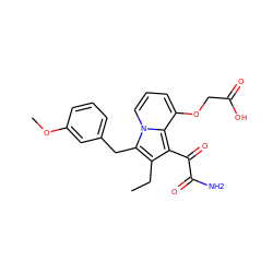 CCc1c(C(=O)C(N)=O)c2c(OCC(=O)O)cccn2c1Cc1cccc(OC)c1 ZINC000013758477