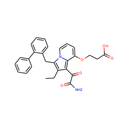 CCc1c(C(=O)C(N)=O)c2c(OCCC(=O)O)cccn2c1Cc1ccccc1-c1ccccc1 ZINC000013758548