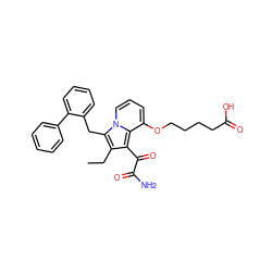 CCc1c(C(=O)C(N)=O)c2c(OCCCCC(=O)O)cccn2c1Cc1ccccc1-c1ccccc1 ZINC000027189725