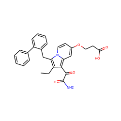 CCc1c(C(=O)C(N)=O)c2cc(OCCC(=O)O)ccn2c1Cc1ccccc1-c1ccccc1 ZINC000013758538