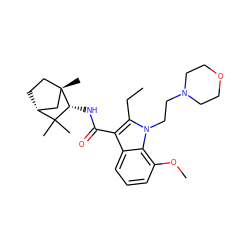 CCc1c(C(=O)N[C@@H]2C(C)(C)[C@@H]3CC[C@@]2(C)C3)c2cccc(OC)c2n1CCN1CCOCC1 ZINC000013519823