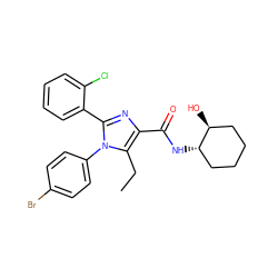 CCc1c(C(=O)N[C@H]2CCCC[C@@H]2O)nc(-c2ccccc2Cl)n1-c1ccc(Br)cc1 ZINC000028702542