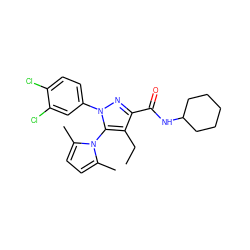 CCc1c(C(=O)NC2CCCCC2)nn(-c2ccc(Cl)c(Cl)c2)c1-n1c(C)ccc1C ZINC000073138934