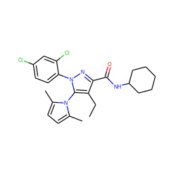 CCc1c(C(=O)NC2CCCCC2)nn(-c2ccc(Cl)cc2Cl)c1-n1c(C)ccc1C ZINC000073405178