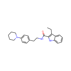 CCc1c(C(=O)NCCc2ccc(N3CCCCC3)cc2)[nH]c2ccccc12 ZINC000084672377