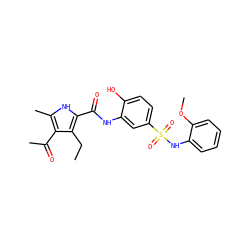 CCc1c(C(=O)Nc2cc(S(=O)(=O)Nc3ccccc3OC)ccc2O)[nH]c(C)c1C(C)=O ZINC000059367923