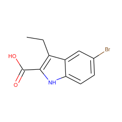 CCc1c(C(=O)O)[nH]c2ccc(Br)cc12 ZINC000000551694