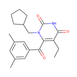 CCc1c(C(=O)c2cc(C)cc(C)c2)n(CC2CCCC2)c(=O)[nH]c1=O ZINC000001487091