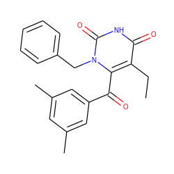 CCc1c(C(=O)c2cc(C)cc(C)c2)n(Cc2ccccc2)c(=O)[nH]c1=O ZINC000033819865