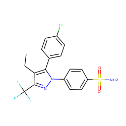 CCc1c(C(F)(F)F)nn(-c2ccc(S(N)(=O)=O)cc2)c1-c1ccc(Cl)cc1 ZINC000003814720