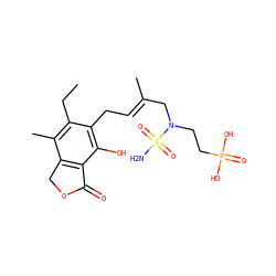 CCc1c(C)c2c(c(O)c1C/C=C(\C)CN(CCP(=O)(O)O)S(N)(=O)=O)C(=O)OC2 ZINC000036338581