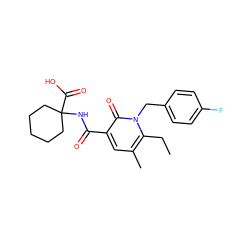 CCc1c(C)cc(C(=O)NC2(C(=O)O)CCCCC2)c(=O)n1Cc1ccc(F)cc1 ZINC000084634040