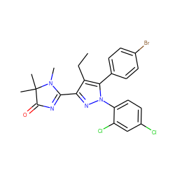 CCc1c(C2=NC(=O)C(C)(C)N2C)nn(-c2ccc(Cl)cc2Cl)c1-c1ccc(Br)cc1 ZINC000040979127