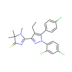 CCc1c(C2=NC(=S)C(C)(C)N2C)nn(-c2ccc(Cl)cc2Cl)c1-c1ccc(Cl)cc1 ZINC000040973972