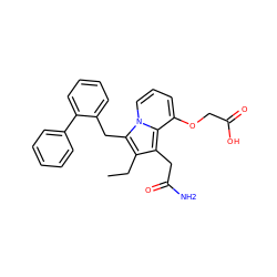 CCc1c(CC(N)=O)c2c(OCC(=O)O)cccn2c1Cc1ccccc1-c1ccccc1 ZINC000013758436