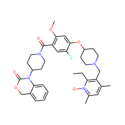 CCc1c(CN2CCC(Oc3cc(OC)c(C(=O)N4CCC(N5C(=O)OCc6ccccc65)CC4)cc3F)CC2)c(C)cc(C)[n+]1[O-] ZINC000058587368