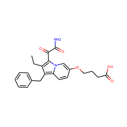 CCc1c(Cc2ccccc2)c2ccc(OCCCC(=O)O)cn2c1C(=O)C(N)=O ZINC000013758430